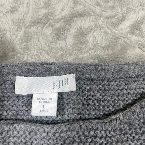 J. Jill Knit Sweater Gray Ribbed Pullover Women’s L Tall Wool Silk Lagenlook - Picture 3 of 6